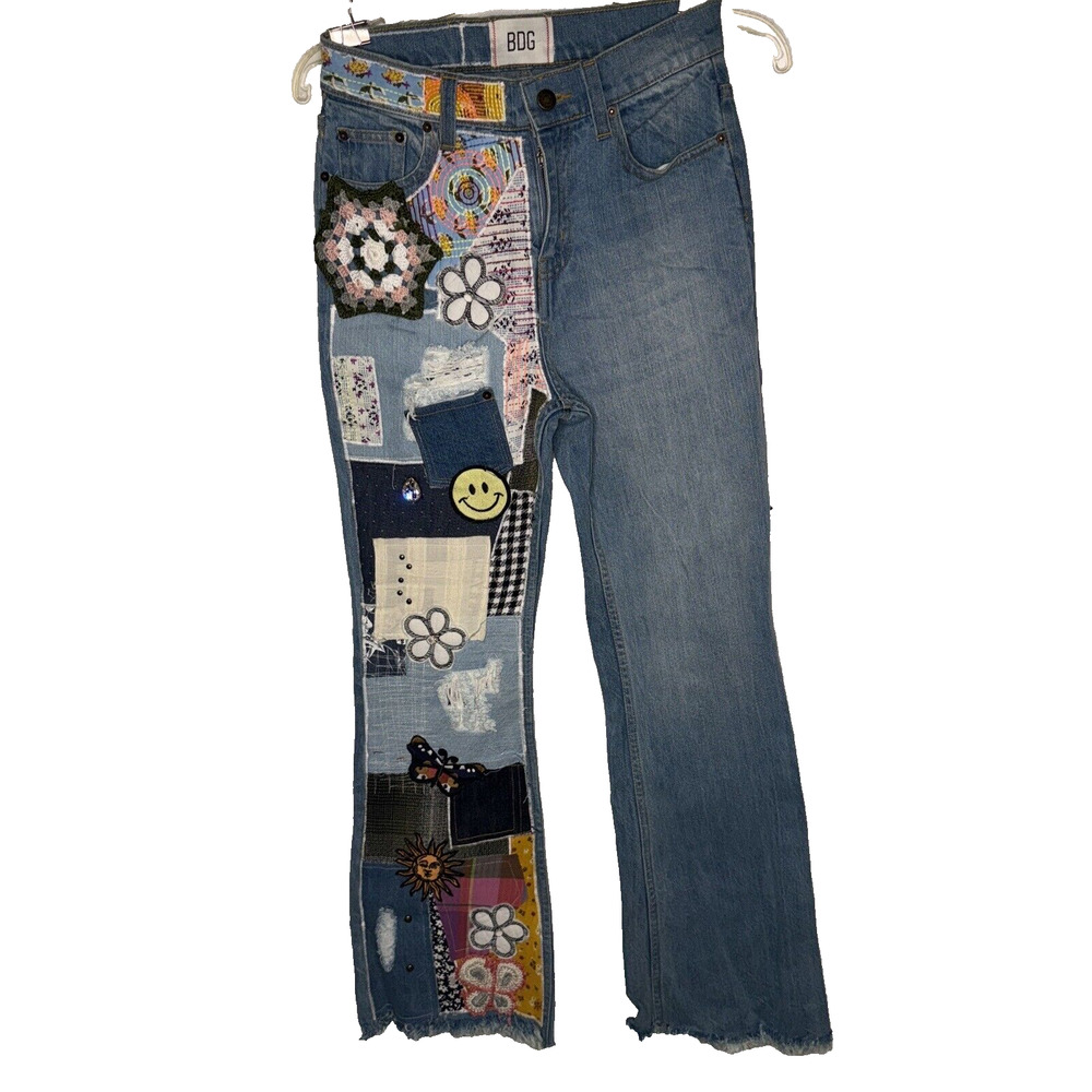 BDG Jeans Womens Size 25 Patchwork High-Waisted Flare Craft Urban Outfitters